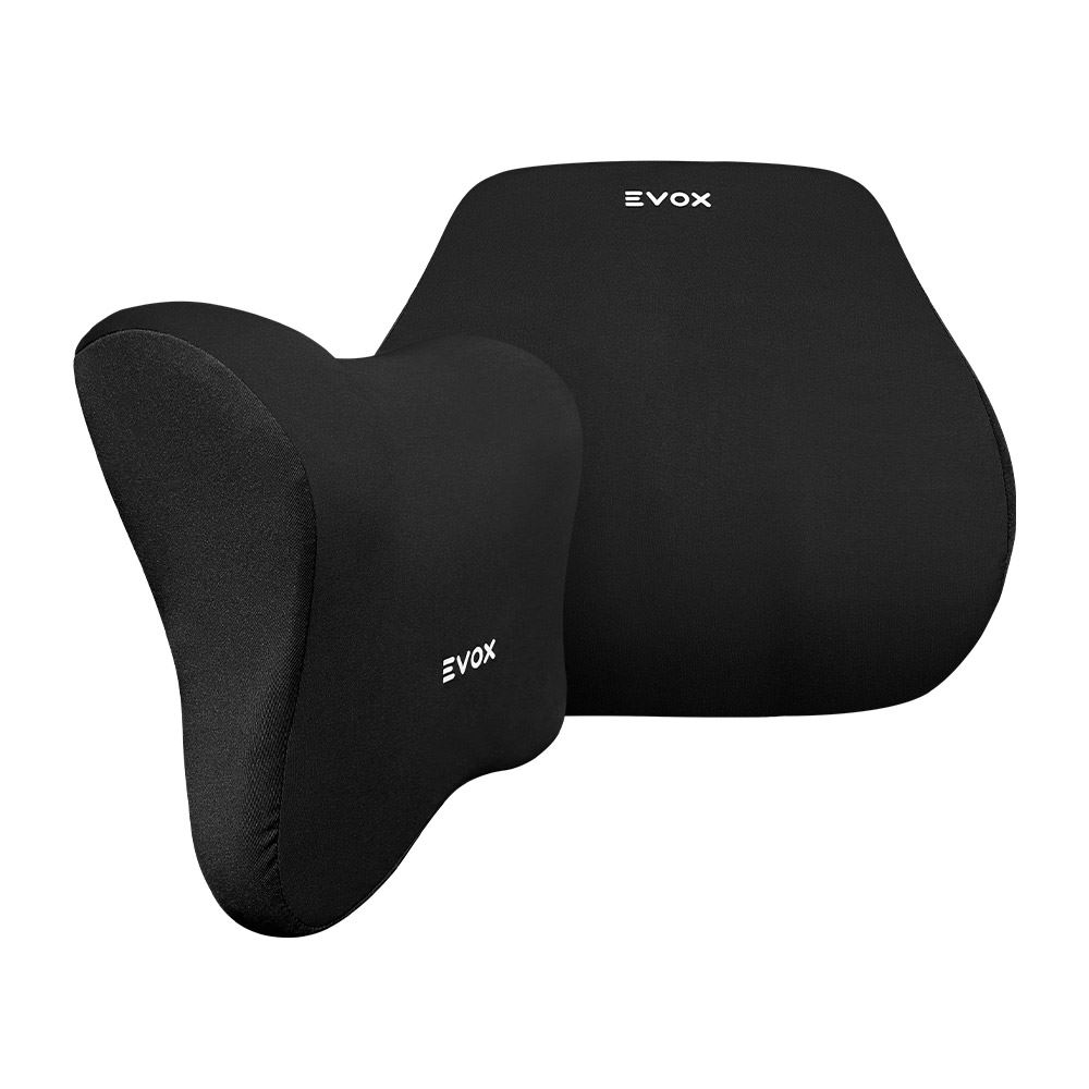 Set de Cojines Ergonómicos Evox WR9-B Negro Lumbar y Cervical